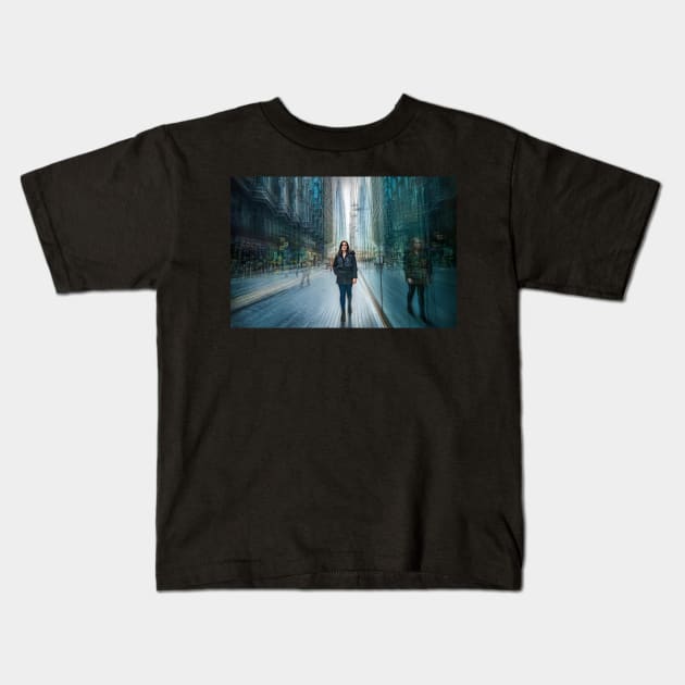 Woman walking in London Kids T-Shirt by TonyNorth